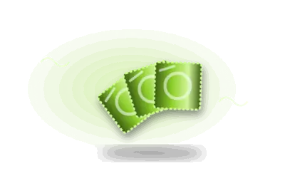 Illustration of foil condom wrappers (drawing, not the actual product)