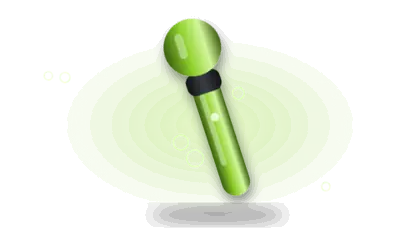 Illustration of a wand massager (drawing, not the actual product)