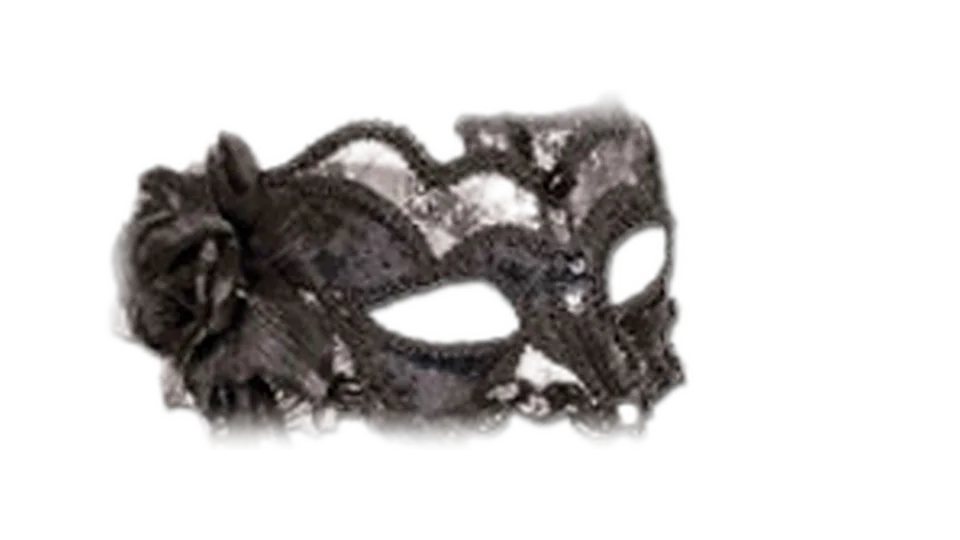 A black lace masquerade mask